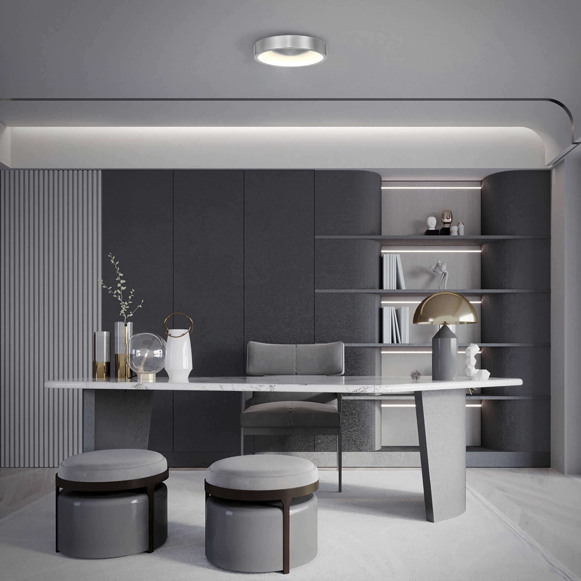 Stellar LED 11 inch Brushed Aluminum Outdoor Flush Mount